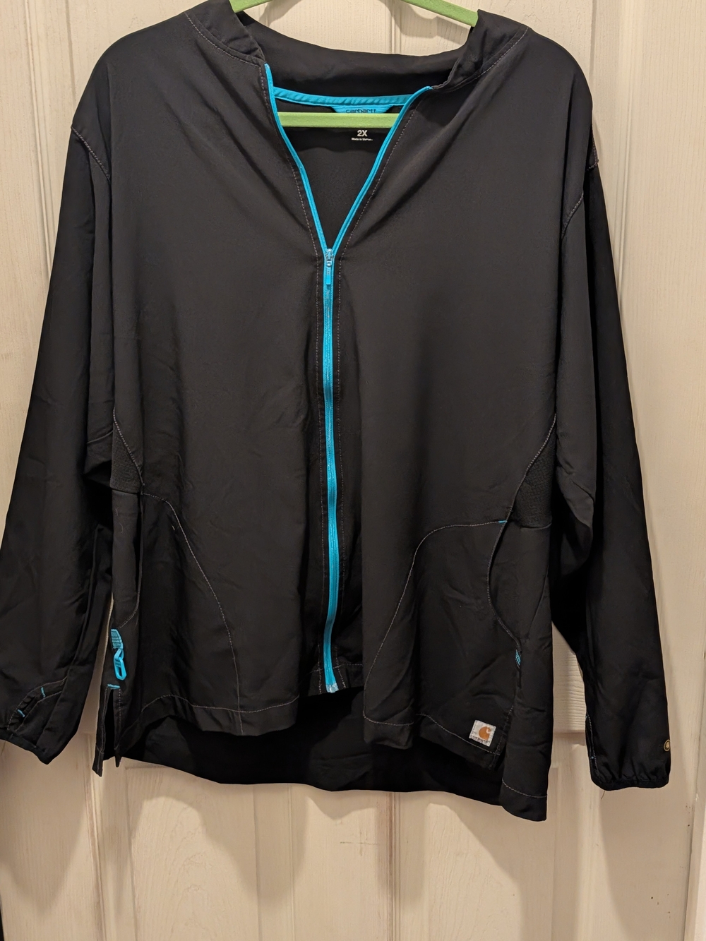 Carhartt Black Utility Jacket with Turquoise Zip Trim 2x